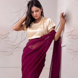 Stitched Luxury Chiffon Saree