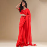 Stitched Luxury Chiffon Saree