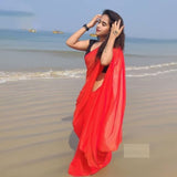 Stitched Luxury Chiffon Saree