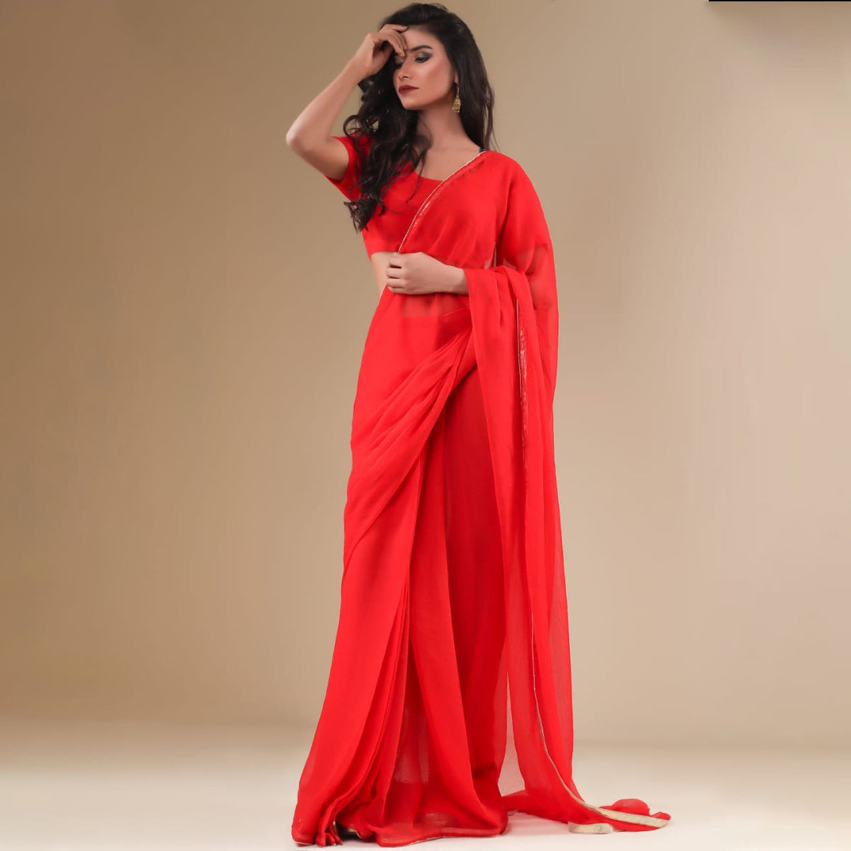 Stitched Luxury Chiffon Saree