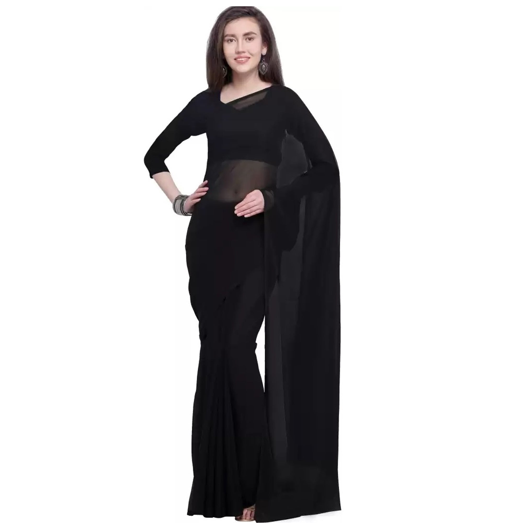 Stitched Luxury Chiffon Saree