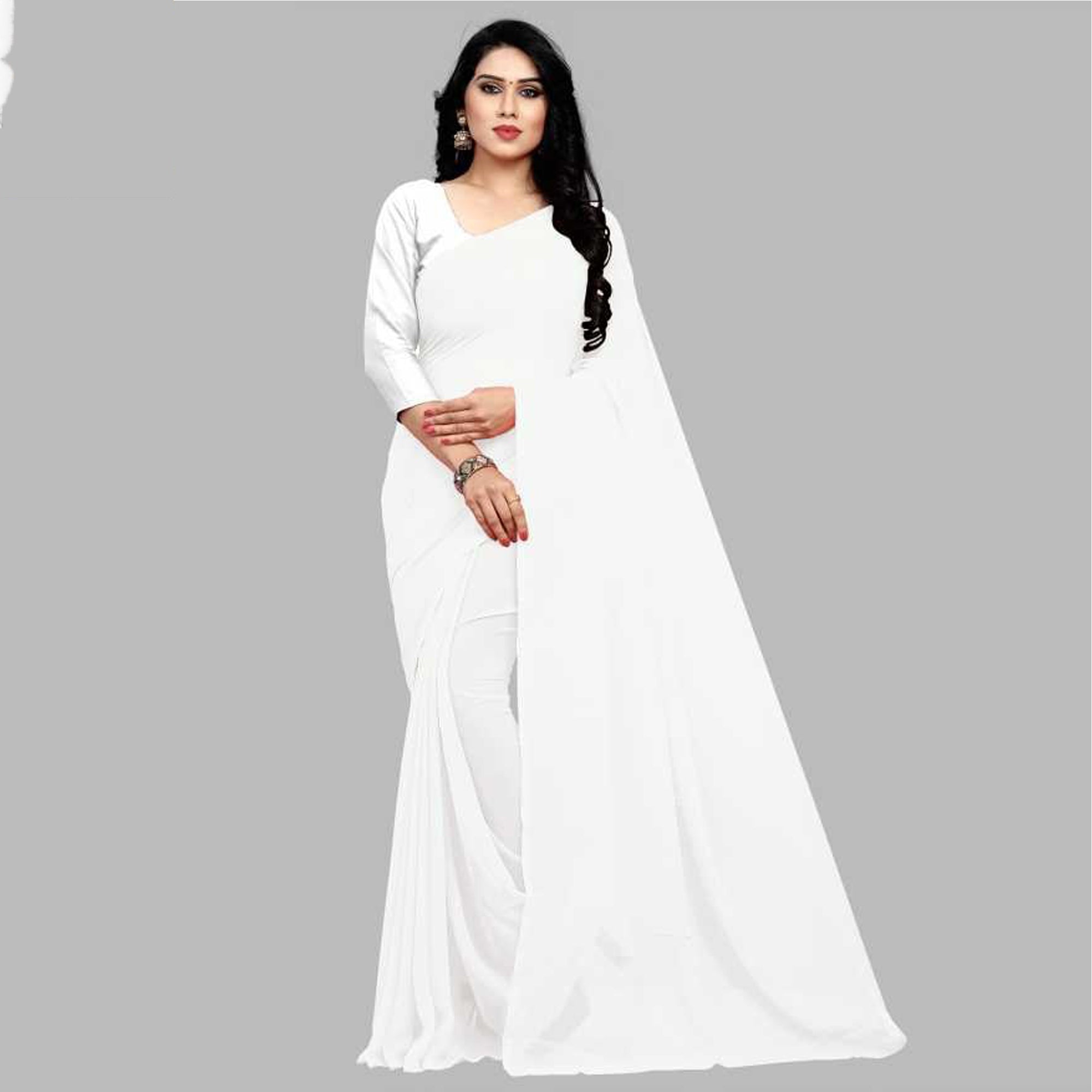 Stitched Luxury Chiffon Saree