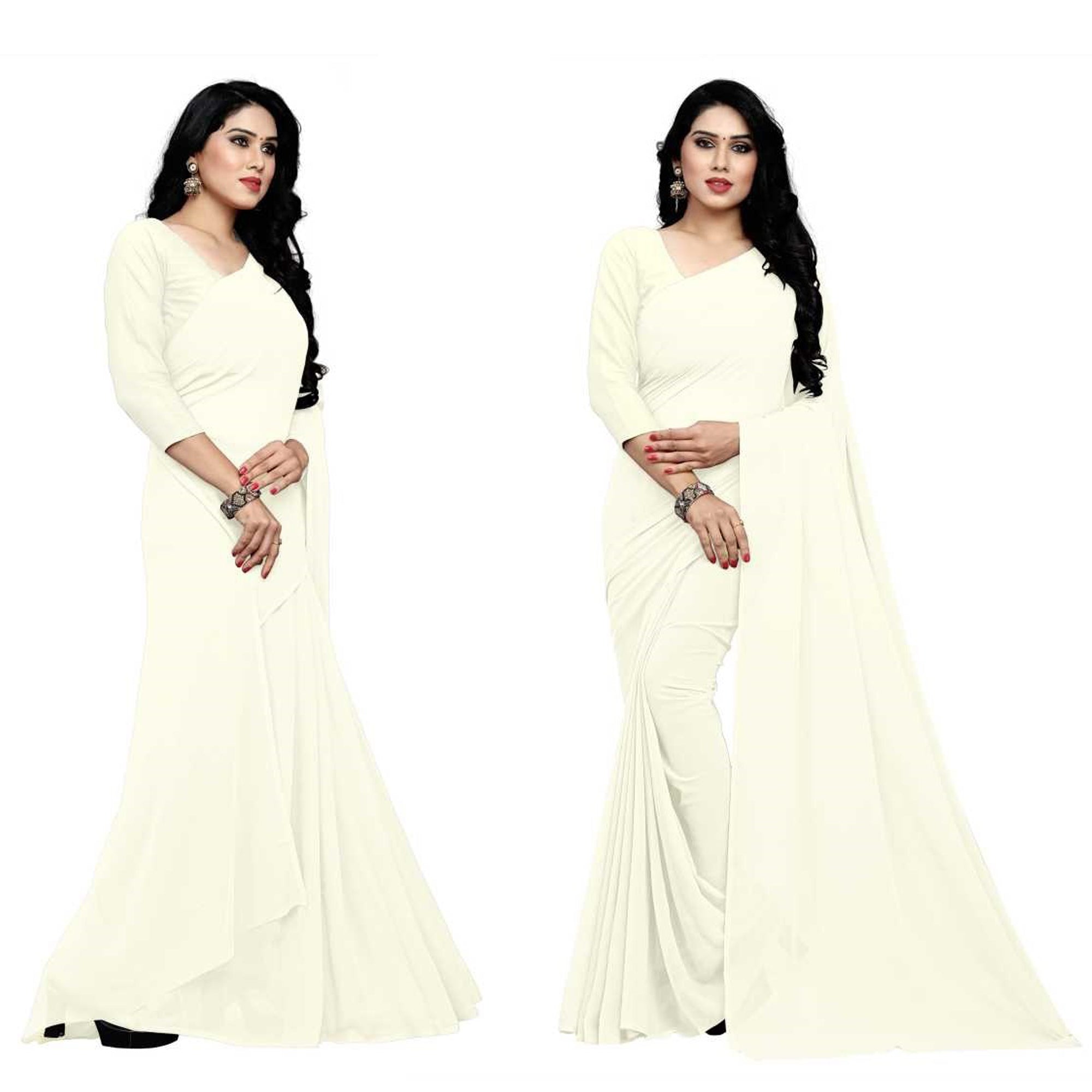 Stitched Luxury Chiffon Saree