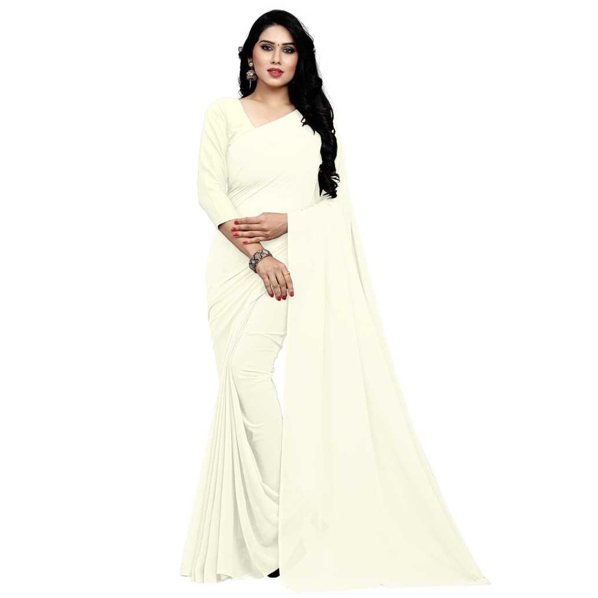 Stitched Luxury Chiffon Saree