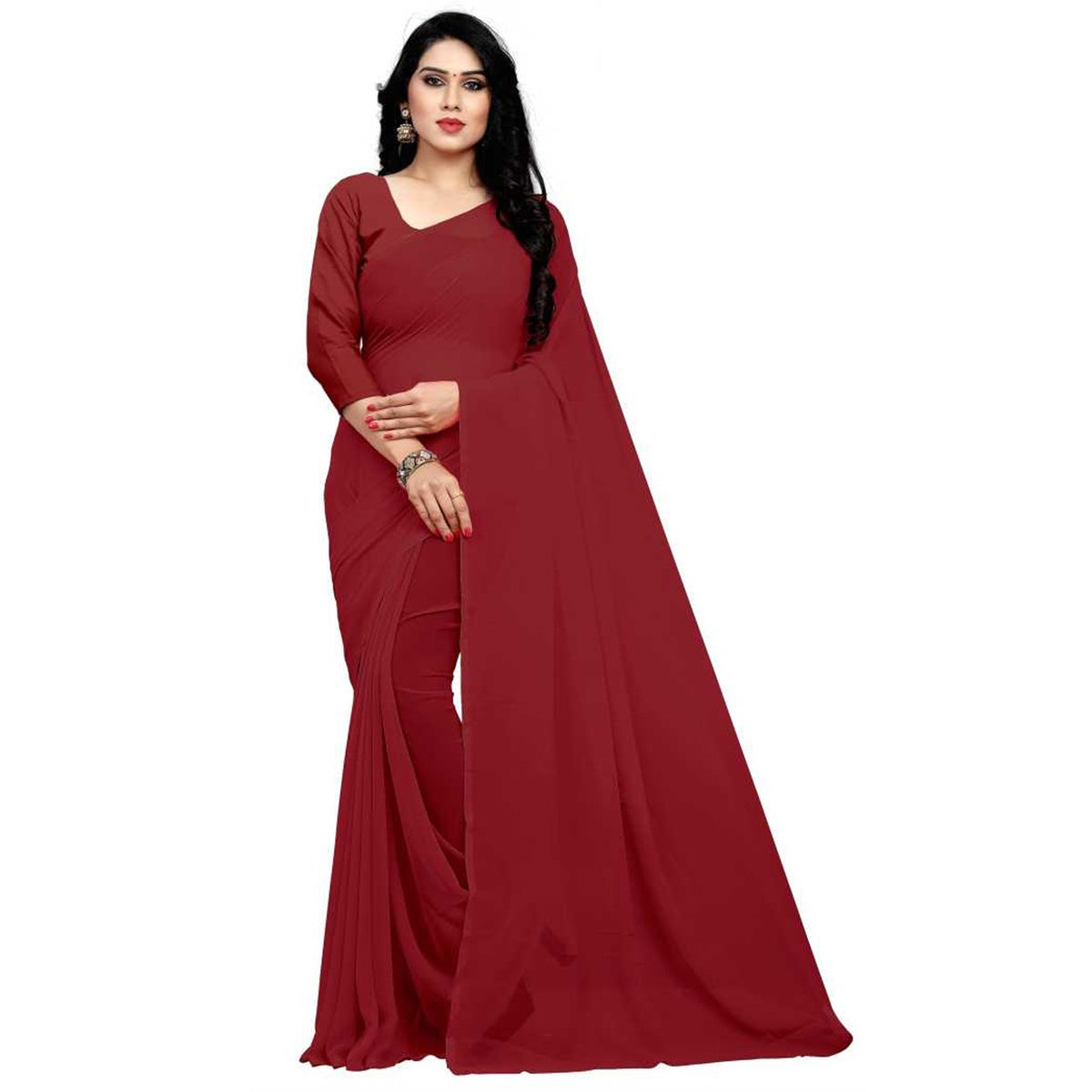 Stitched Luxury Chiffon Saree