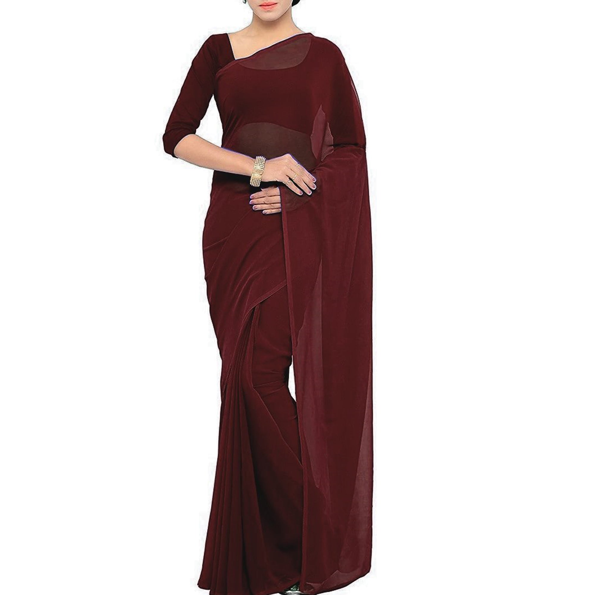 Stitched Luxury Chiffon Saree