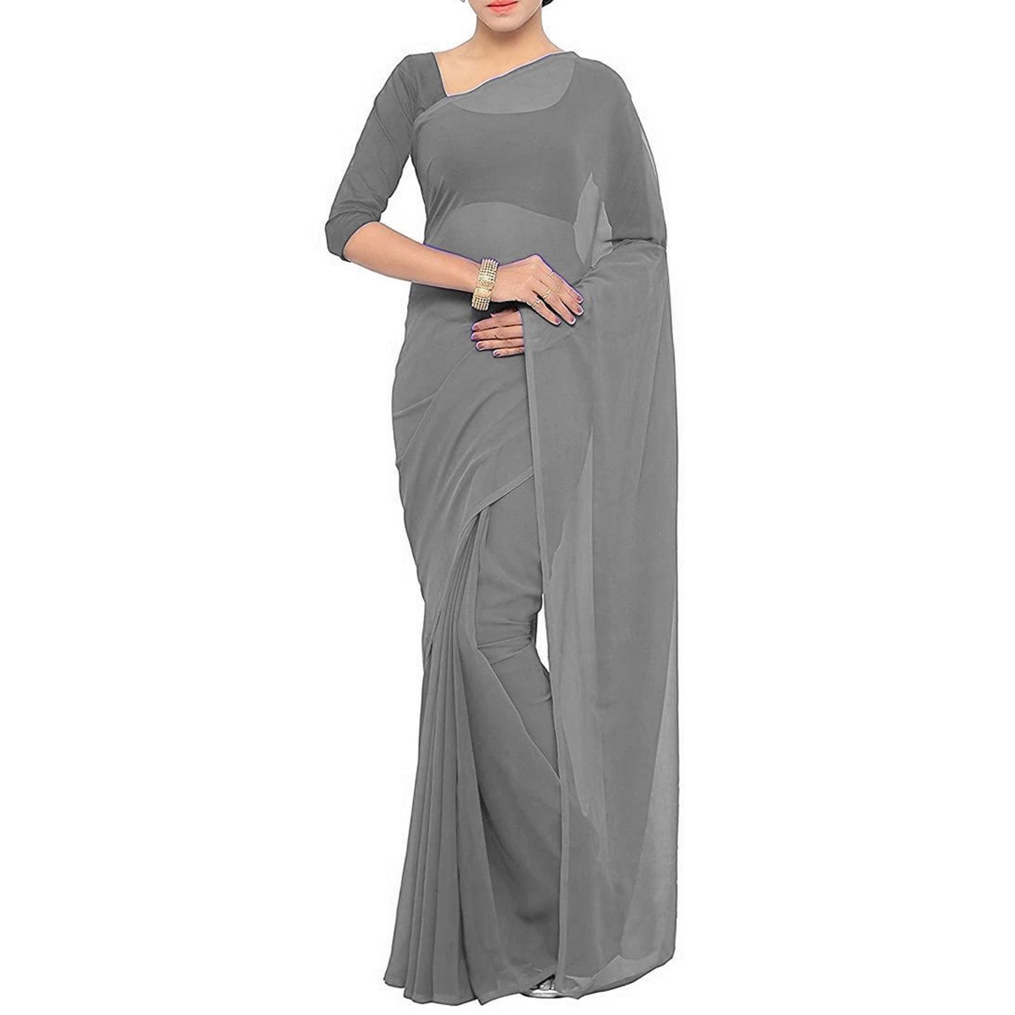 Stitched Luxury Chiffon Saree