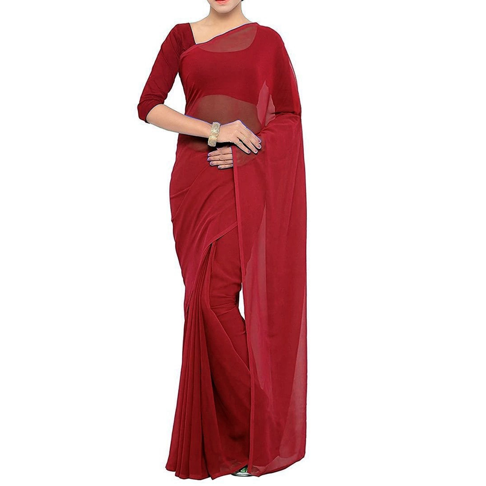 Stitched Luxury Chiffon Saree