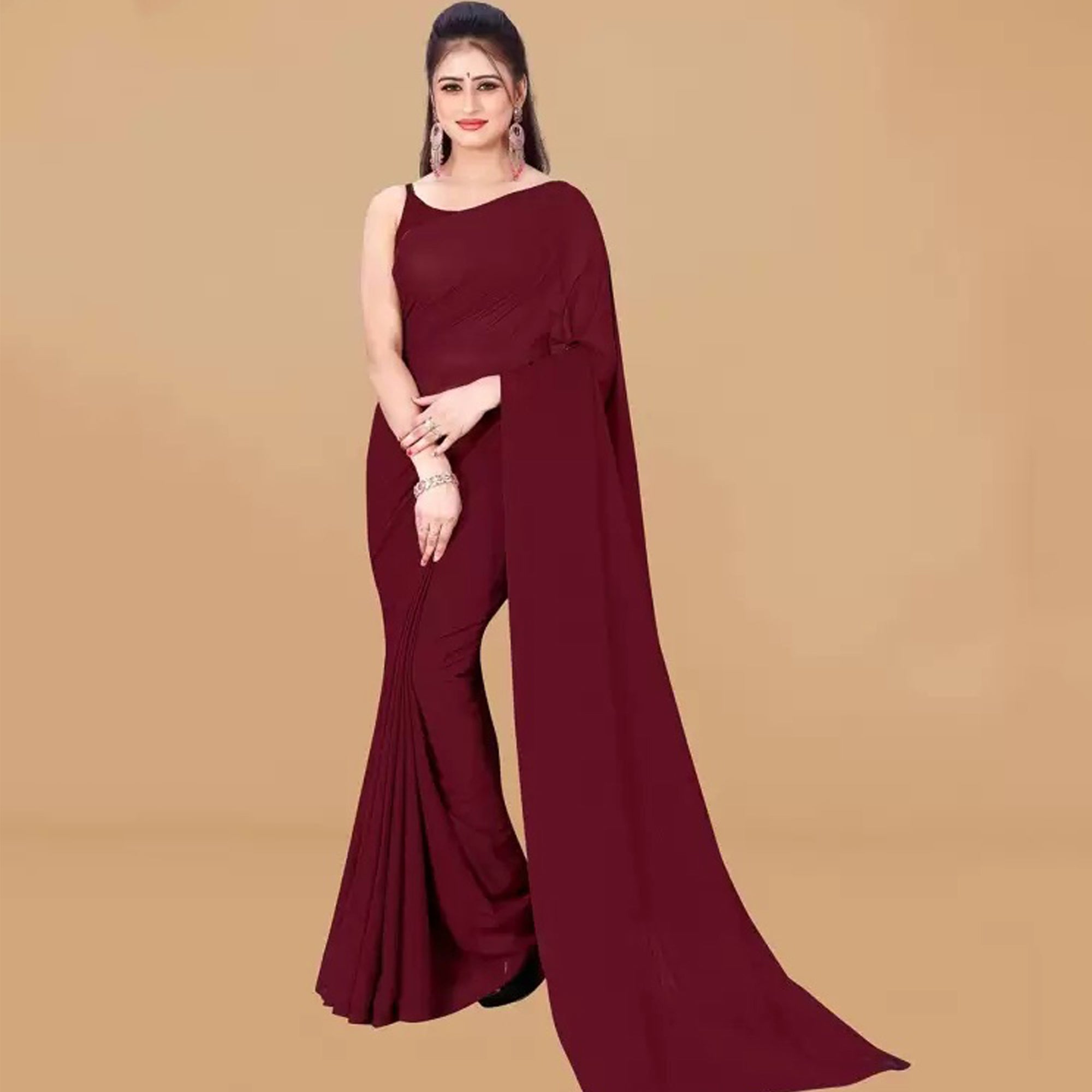 Stitched Luxury Chiffon Saree