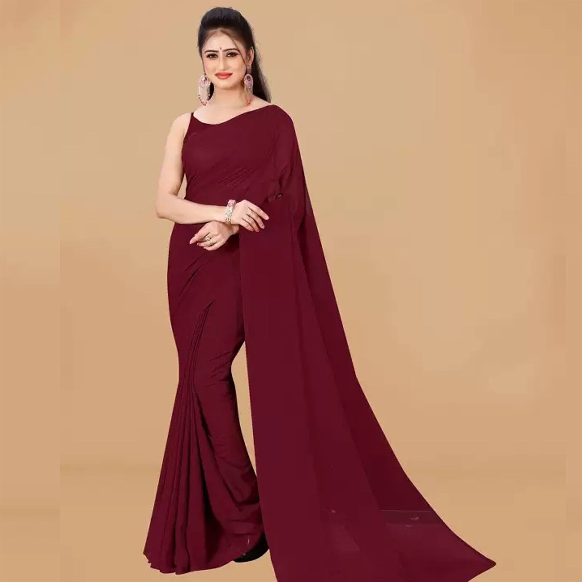 Stitched Luxury Chiffon Saree