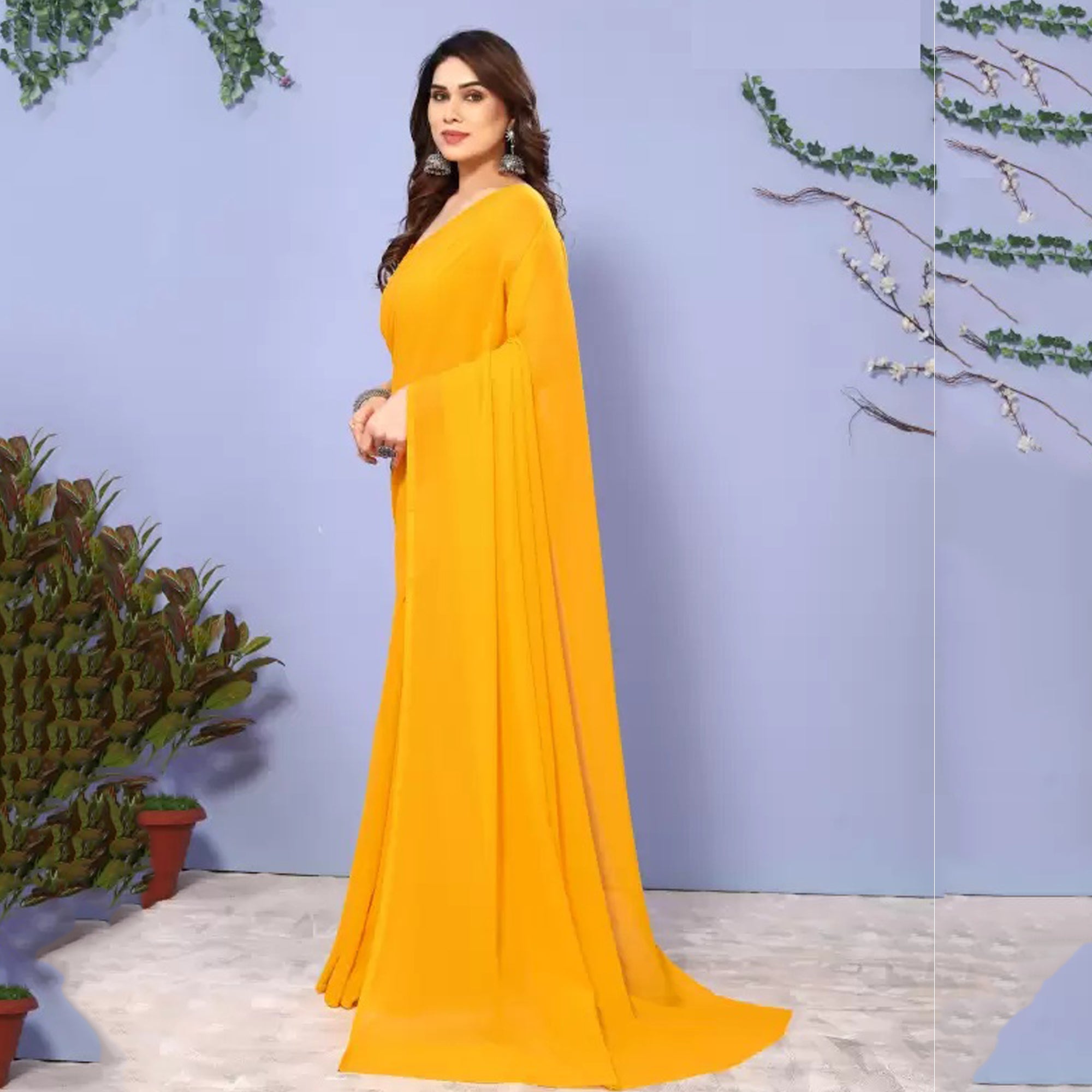 Stitched Luxury Chiffon Saree