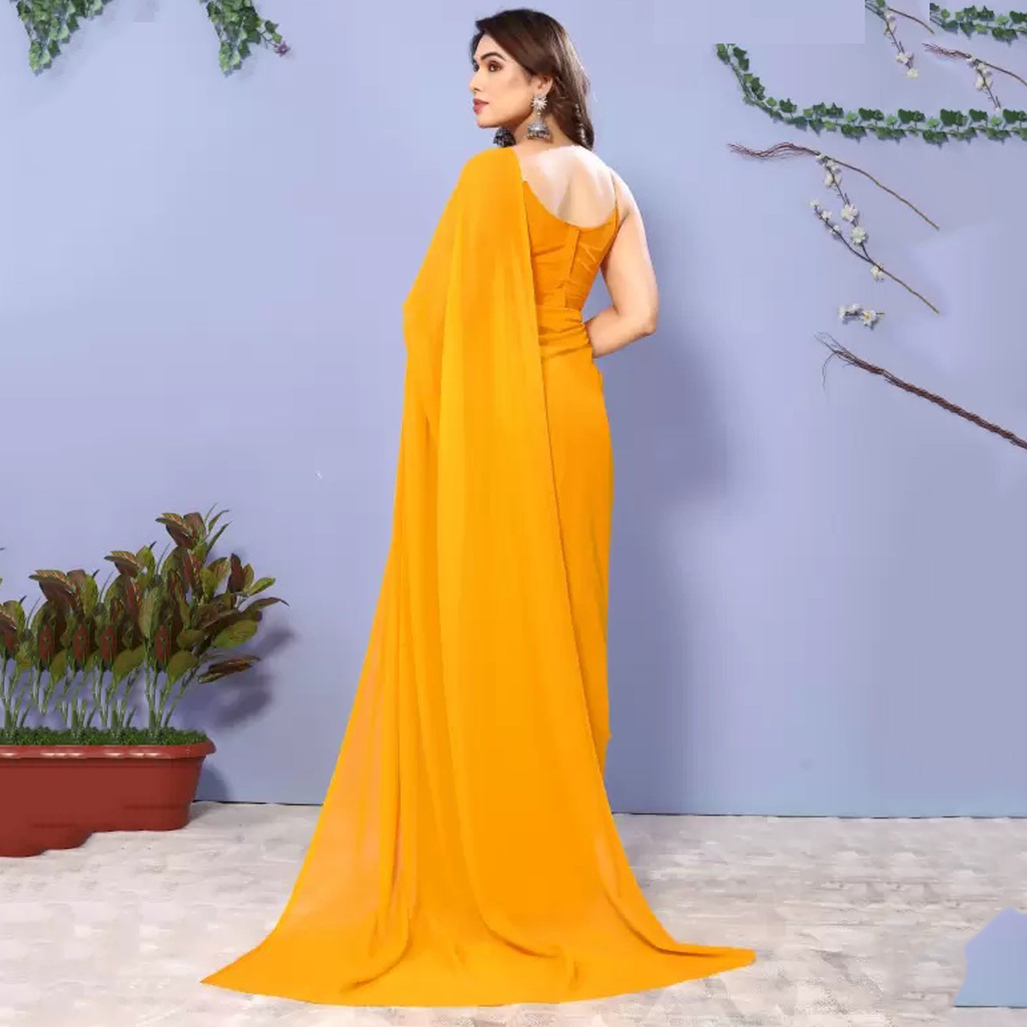 Stitched Luxury Chiffon Saree